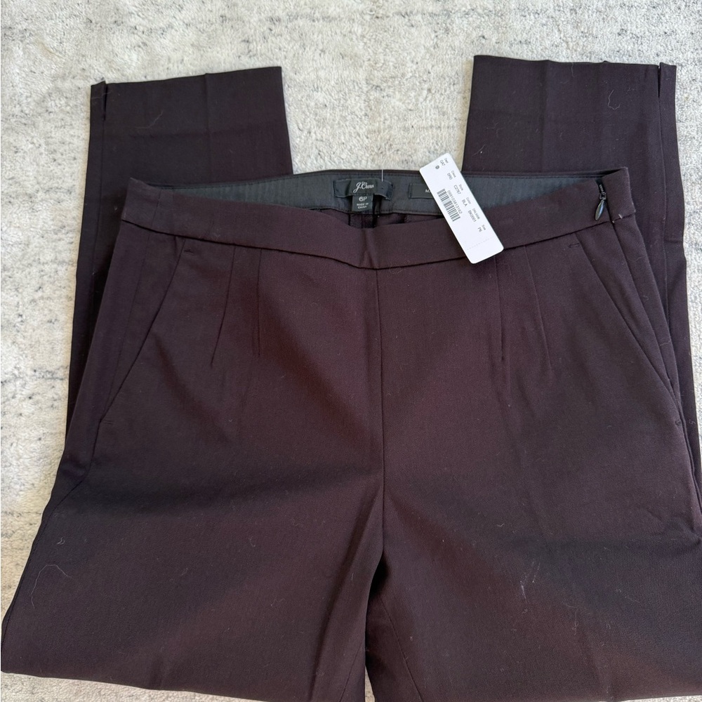 NWT Jcrew Martie Slim Fit pant in bi-stretch cotton Brown  6P